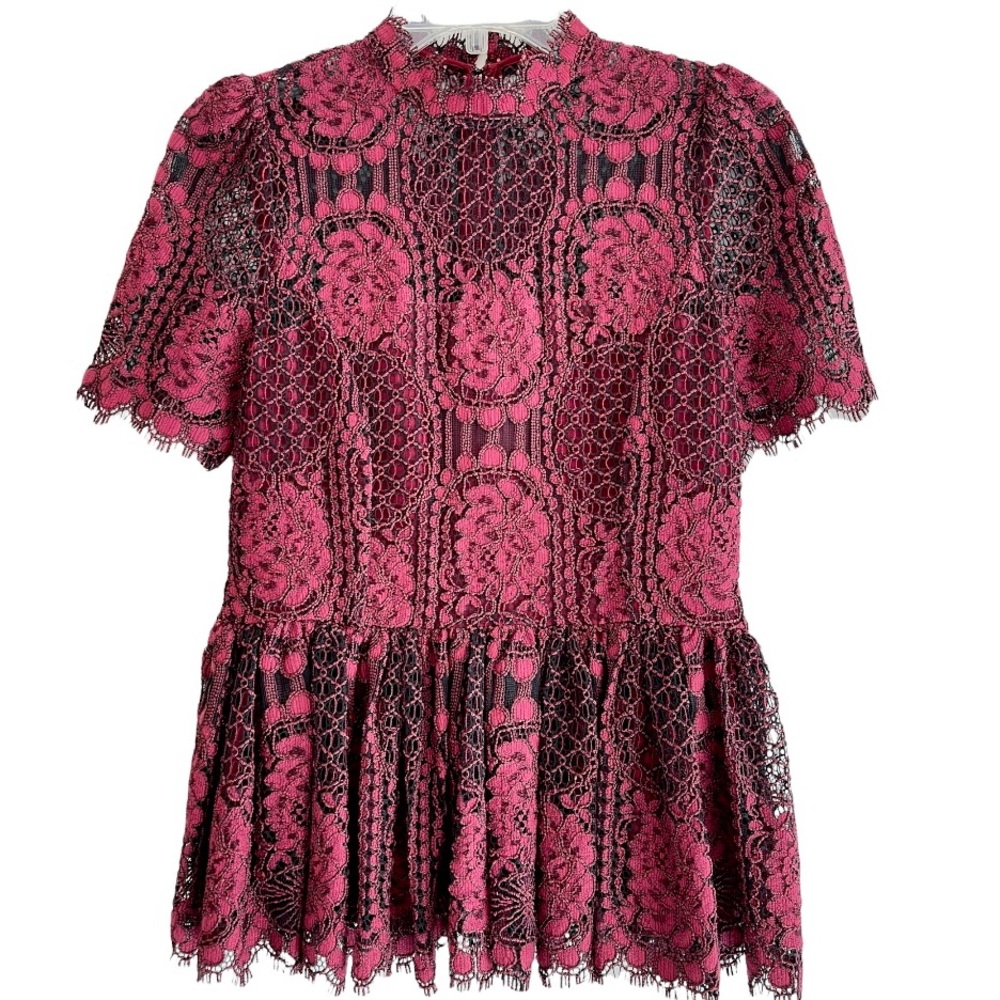 Alexis Top Lace Peplum Mock Neck